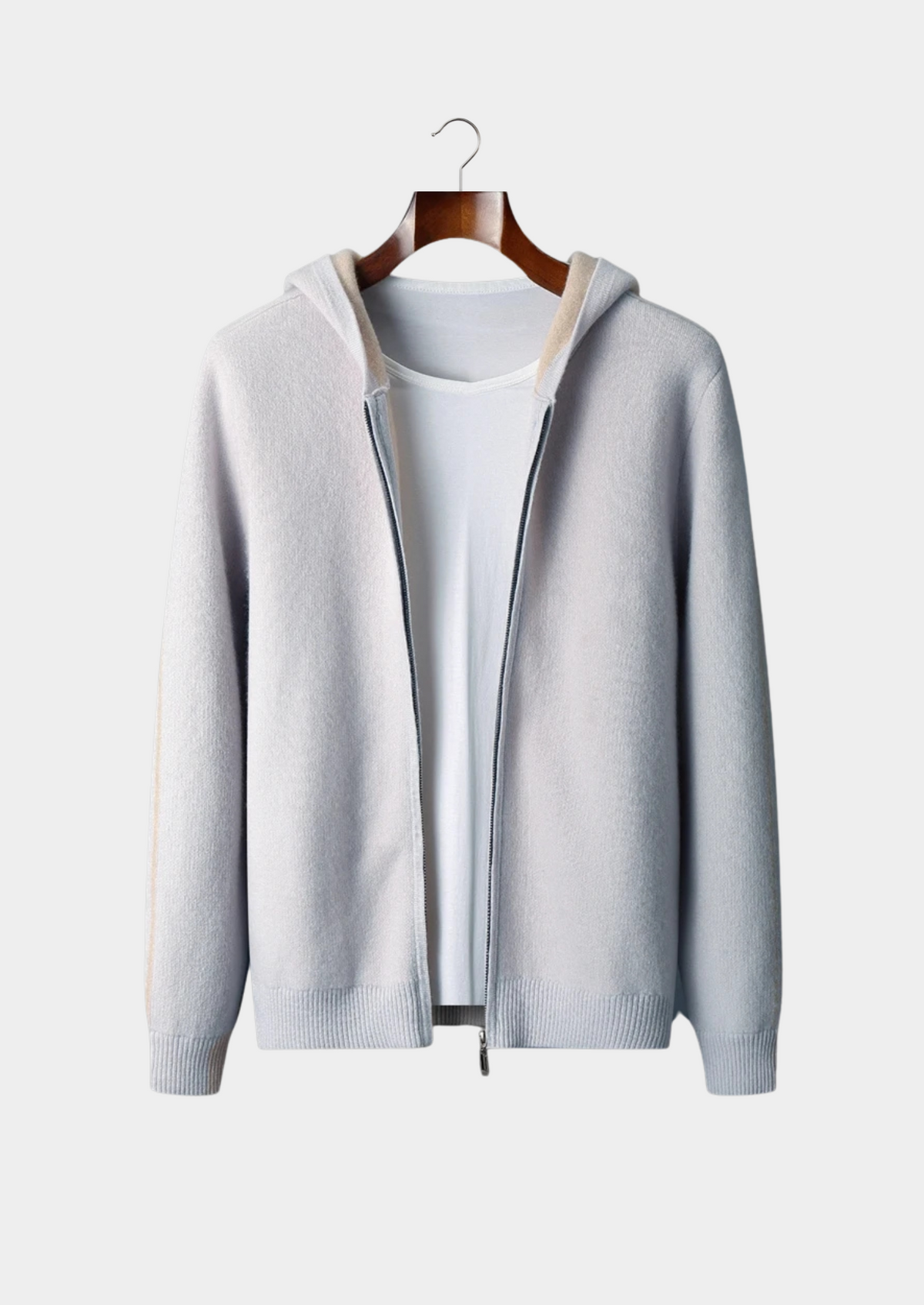 Premium Cashmere Two-Tone Zipper Hoodie