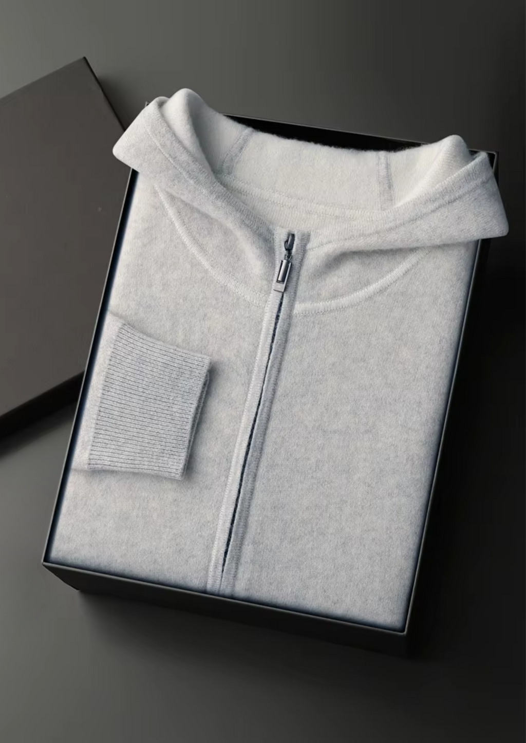 Premium Cashmere Two-Tone Zipper Hoodie