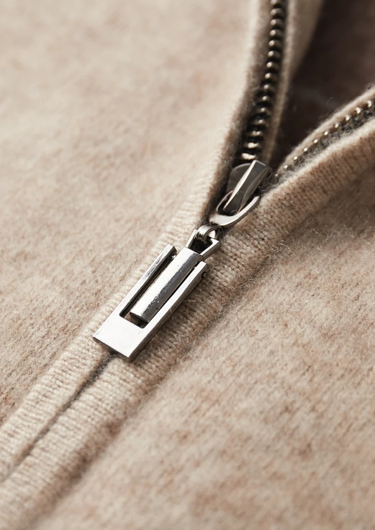 Premium Cashmere Two-Tone Zip Cardigan