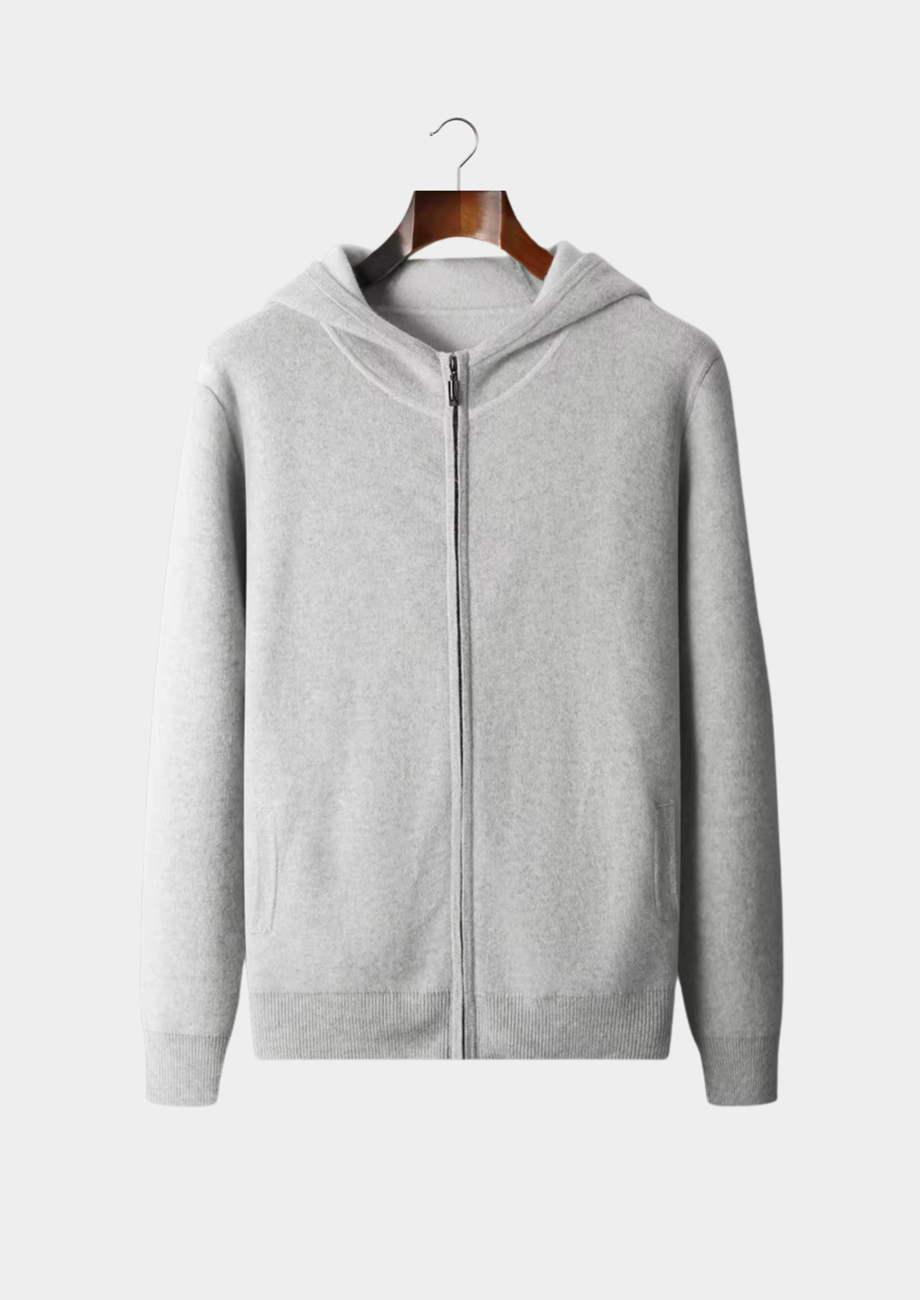 Premium Cashmere Two-Tone Zipper Hoodie