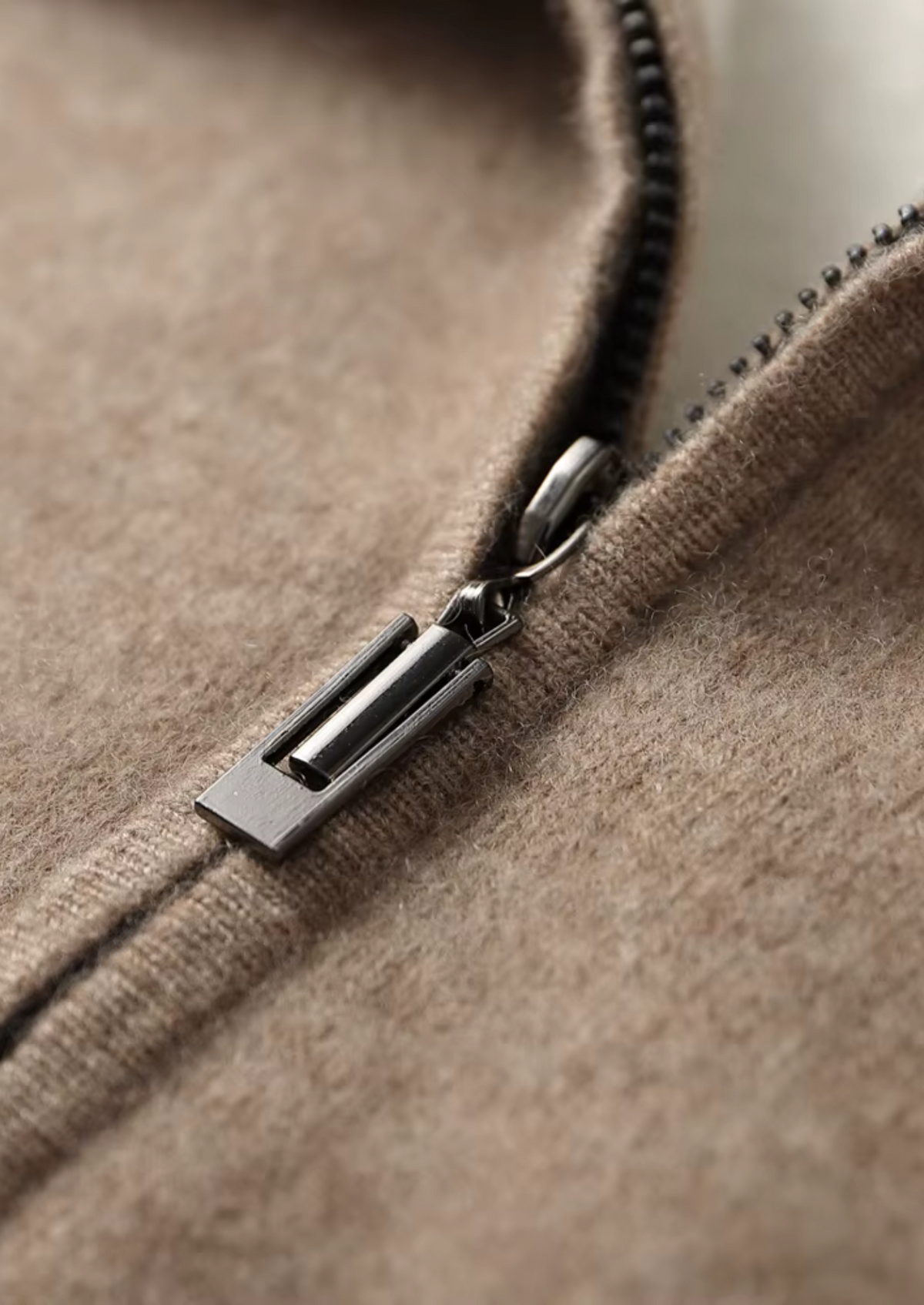 Premium Cashmere Two-Tone Zipper Hoodie