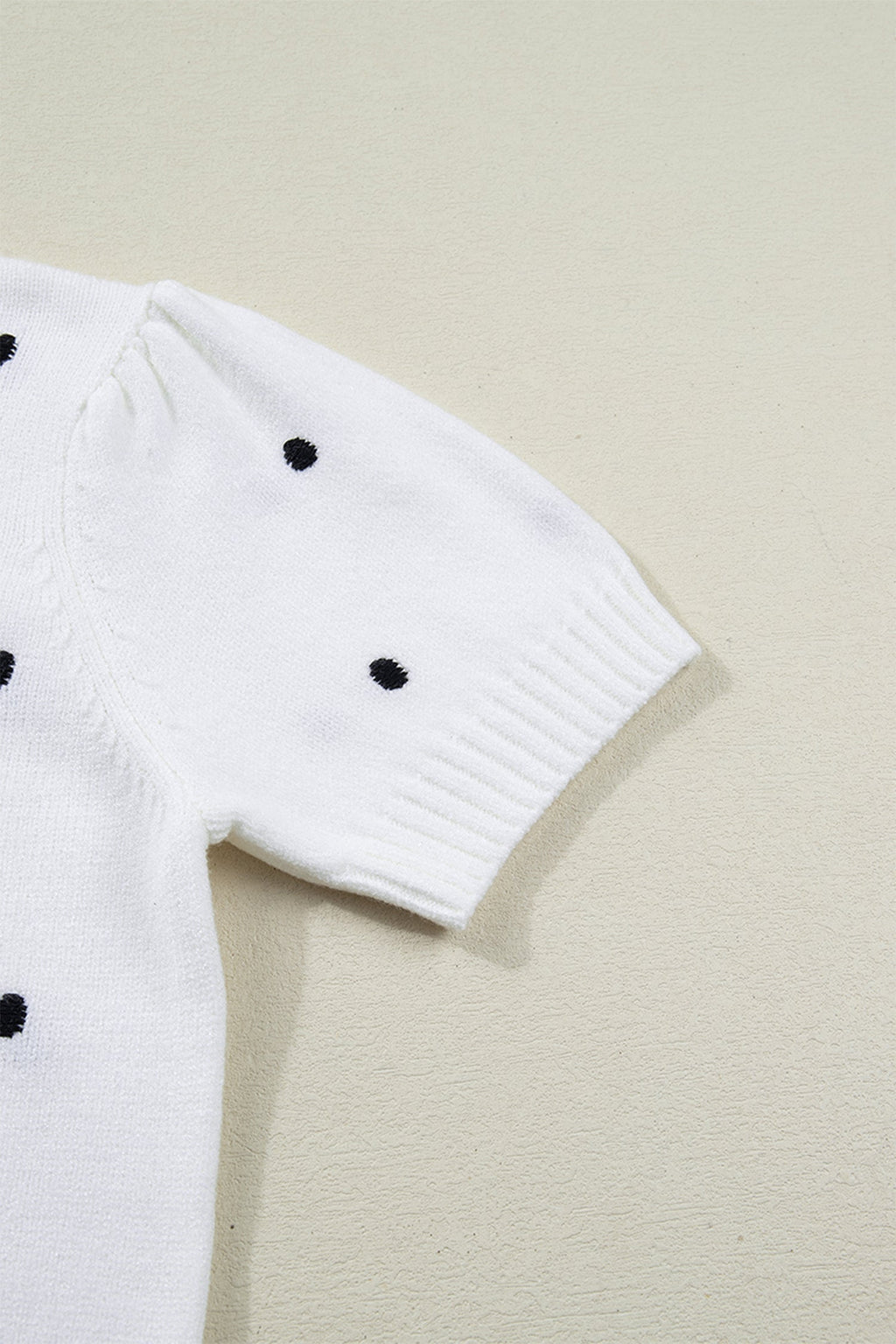 River Polka Dot Bubble Short Sleeve Sweater - White | Dropship