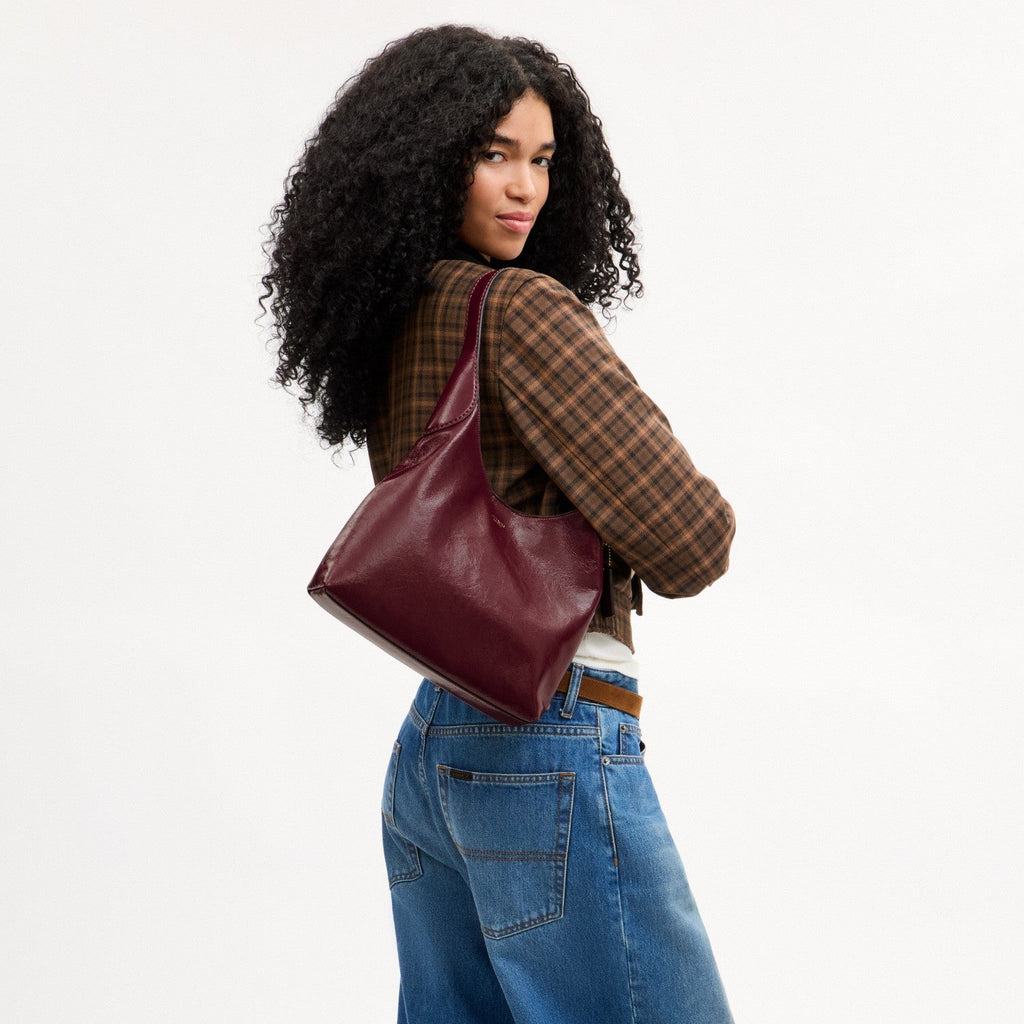 Coach Brooklyn Shoulder Bag 28 - Leather Brass Dark Cherry