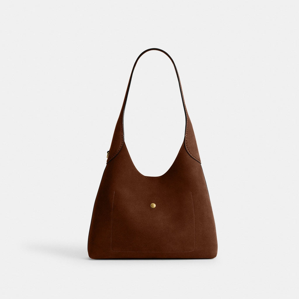 Coach Brooklyn Shoulder Bag 39 - Suede Brass Dark Chocolate