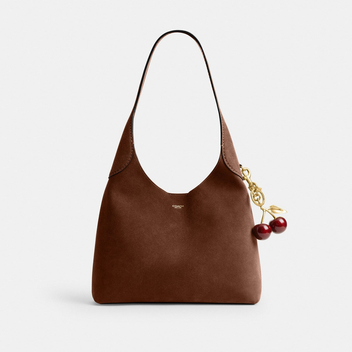 Coach Brooklyn Shoulder Bag 39 - Suede Brass Dark Chocolate