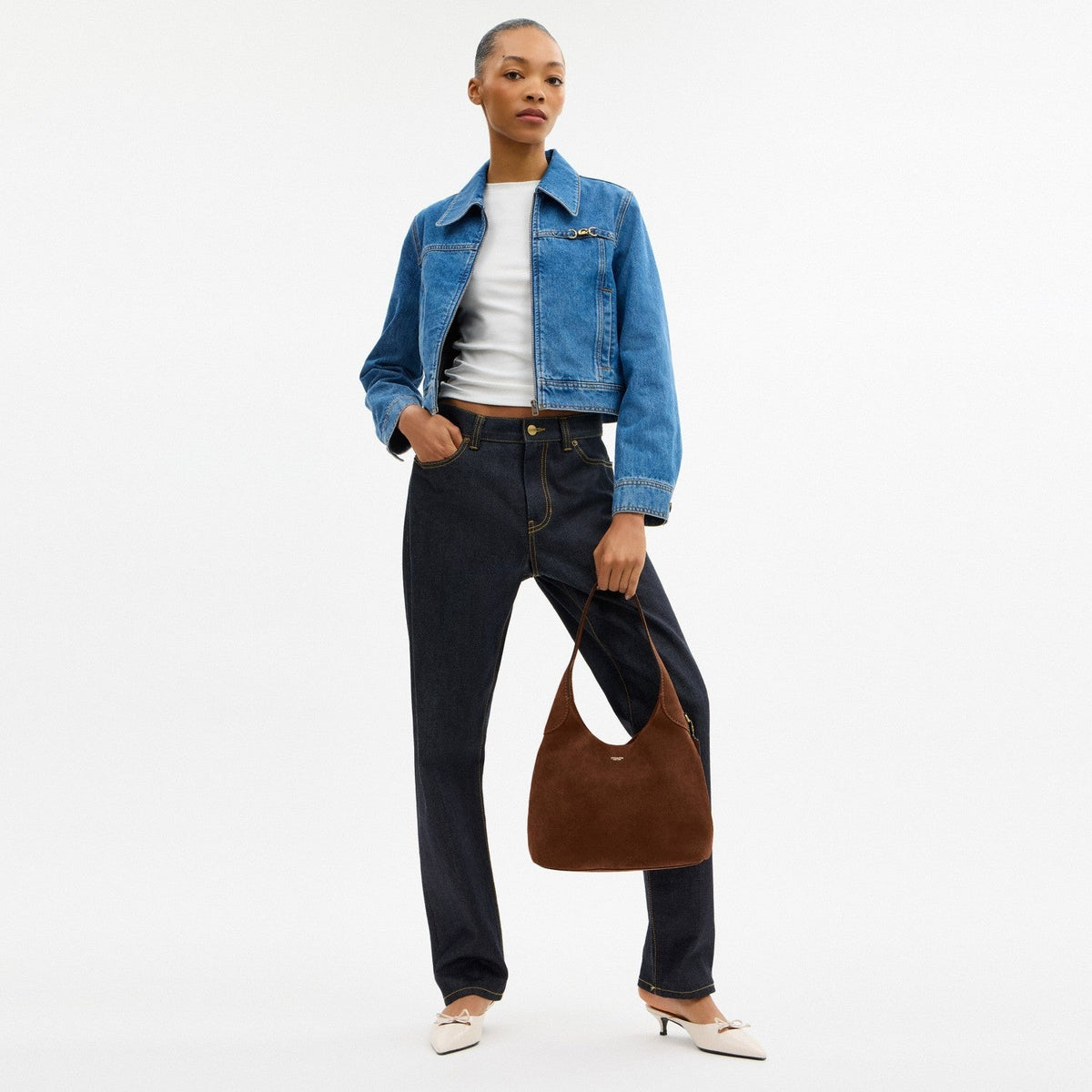 Coach Brooklyn Shoulder Bag 39 - Suede Brass Dark Chocolate