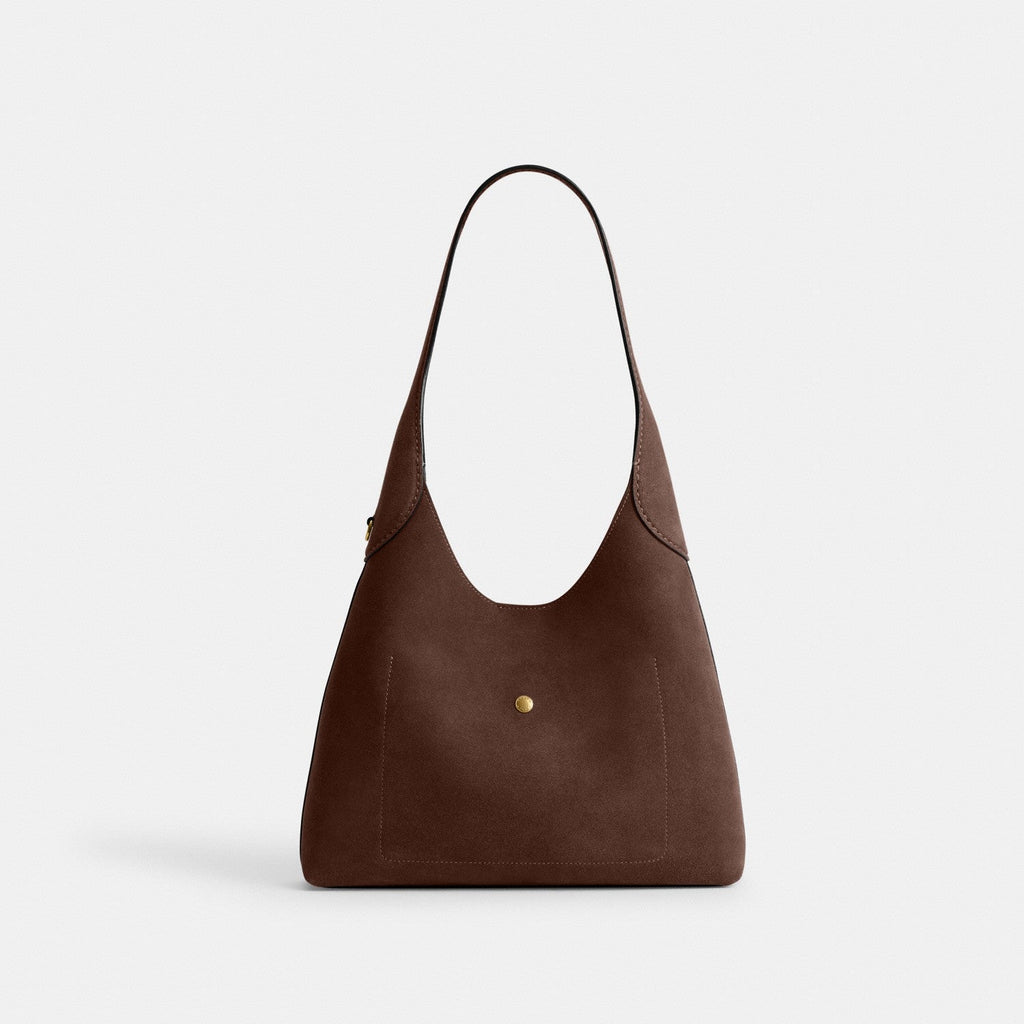 Coach Brooklyn Shoulder Bag 39 - Suede Brass Dark Chocolate