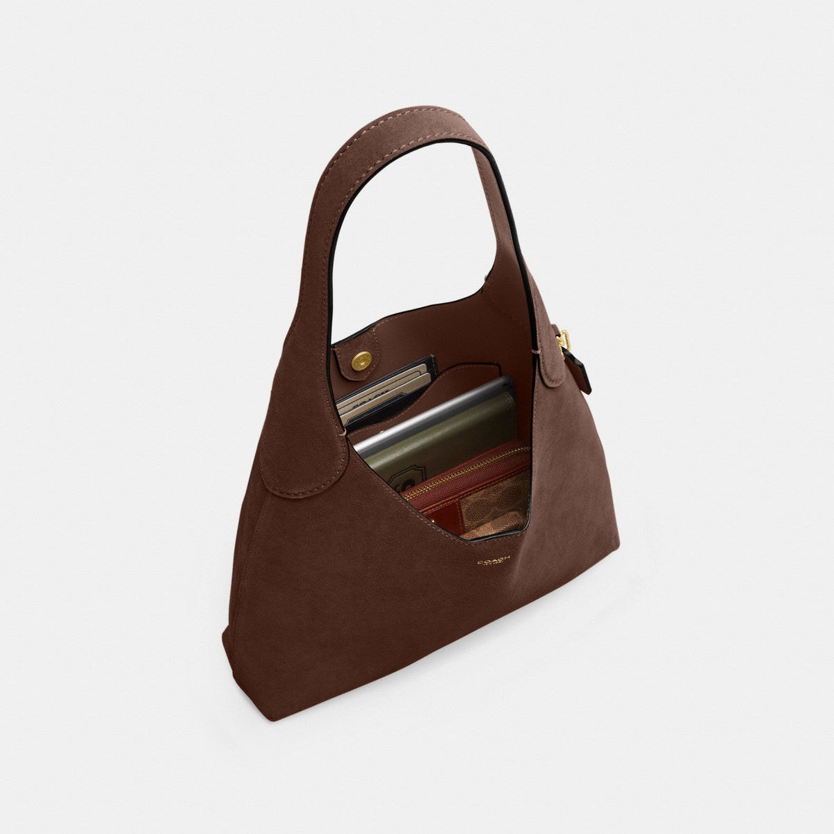 Coach Brooklyn Shoulder Bag 39 - Suede Brass Dark Chocolate